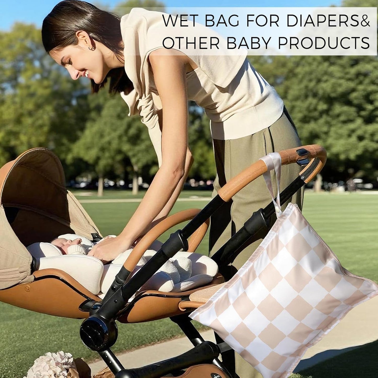Wet Dry Bags Water Resistant - 2 Pack Reusable Waterproof Wet Dry Bag for Swimsuits & Baby Clothes - Leakproof Storage Pouch Bag for Travel & Baby Diaper - Travel Laundry Daycare Bags