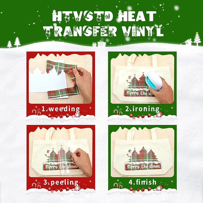 HTVSTD Christmas HTV Heat Transfer Vinyl 18 Sheets 12×10in Iron on Vinyl |