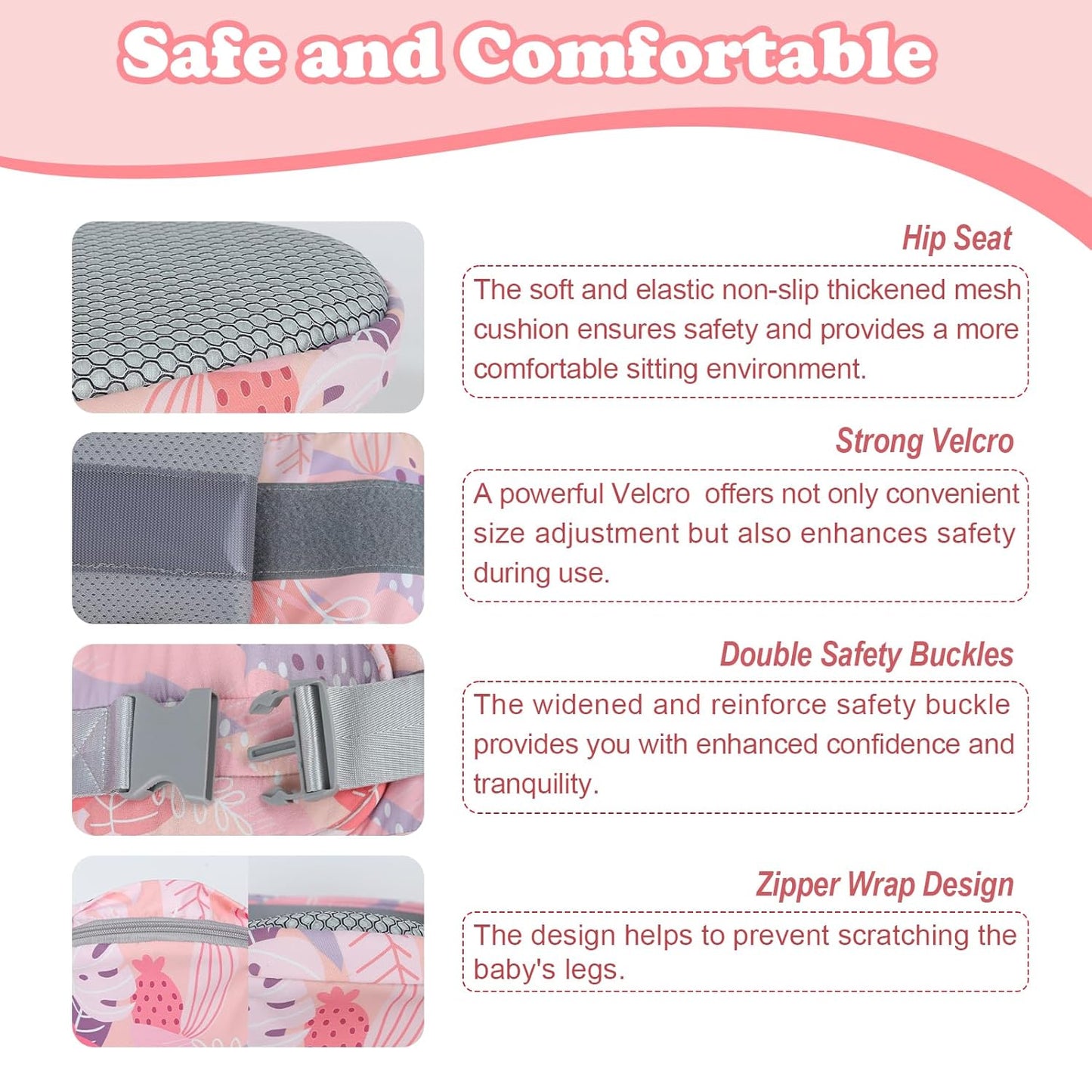 Baby Hip Carrier - Adjustable Waistband & Hip Seat for Newborn-Toddler (Up to 66 Lbs) with Pockets for Parents