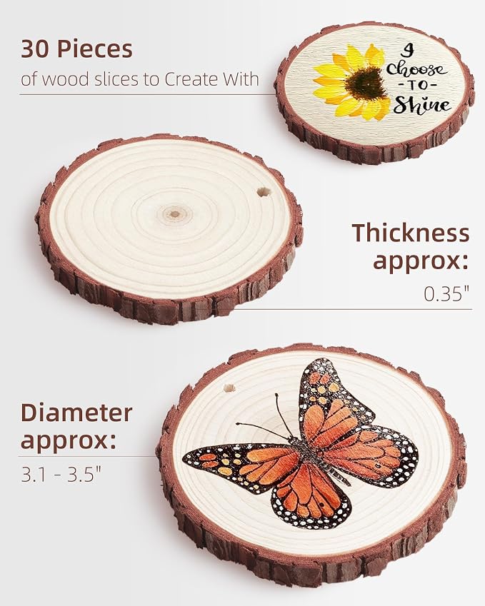 Wood Slices with Hole, Unfinished Wooden Circles