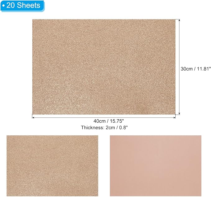 PATIKIL 20 Sheets 2mm Glitter Foam Sheet