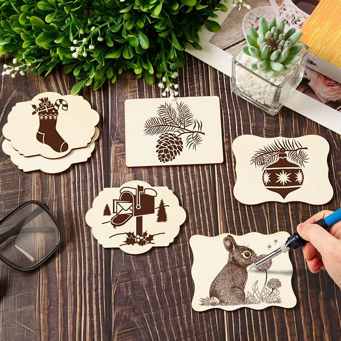 60 PCS Unfinished Wood Cutouts for Crafts Blank Irregular Wooden Slices Natural
