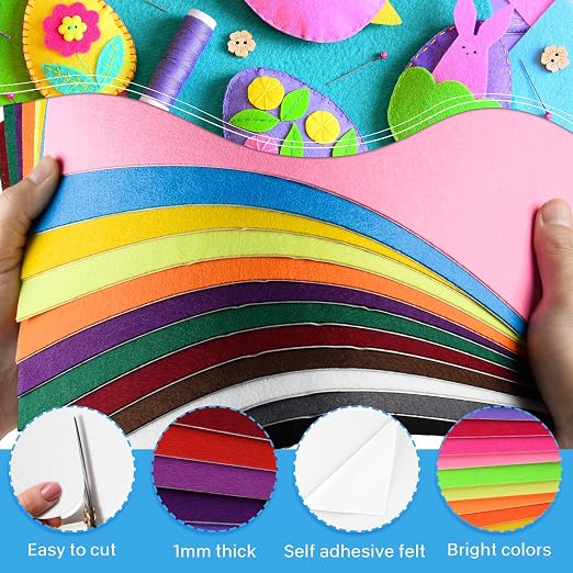 Morcheiong 12 Pcs Self Adhesive Felt Sheet Soft Felt Sheets