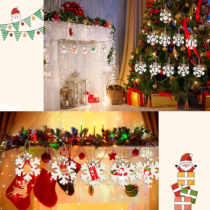 50PCS Unfinished Wood kit with Holes, Wood Slice