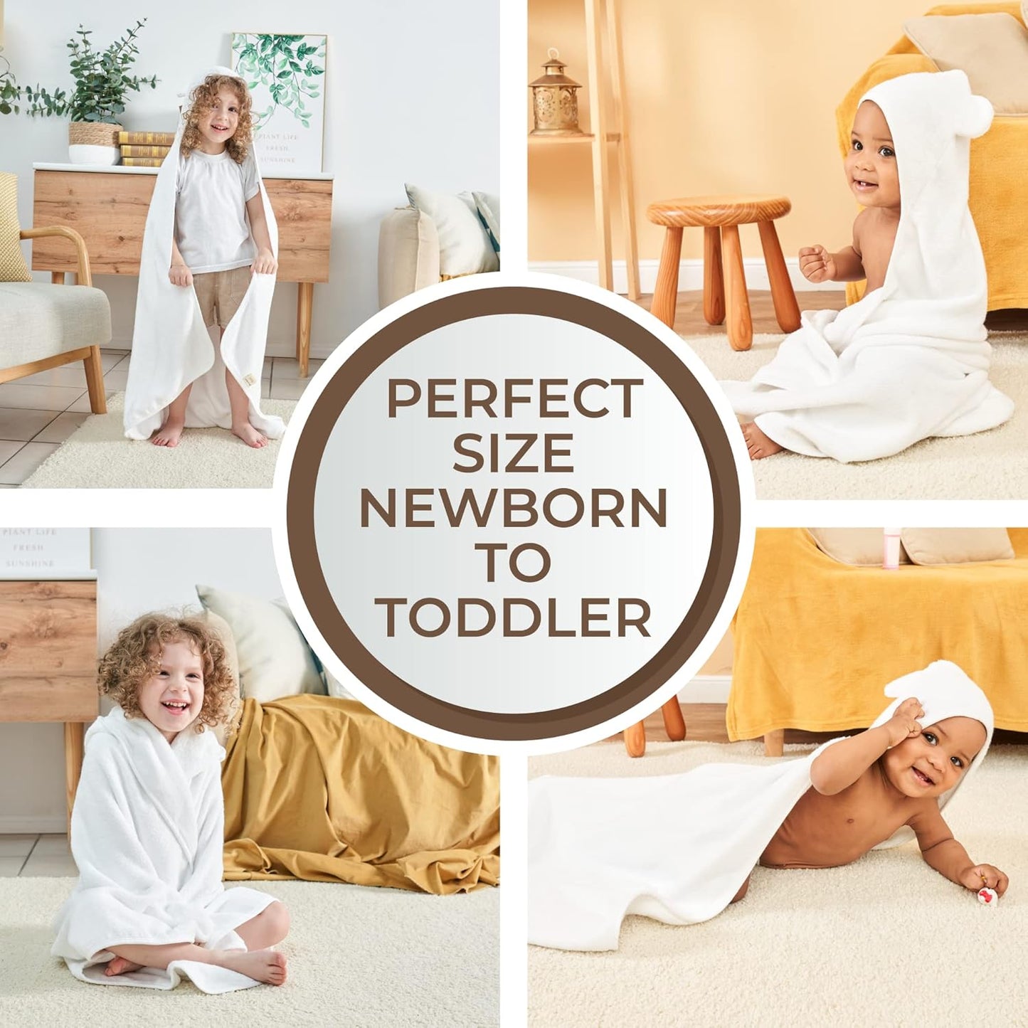Munich Blue Baby Bath Hooded Towel for Boys and Girls - Soft and Cozy Baby Towel with Cute Bear Ears for Newborn, Infant and Toddler - White, 600 GSM, 35 x 35