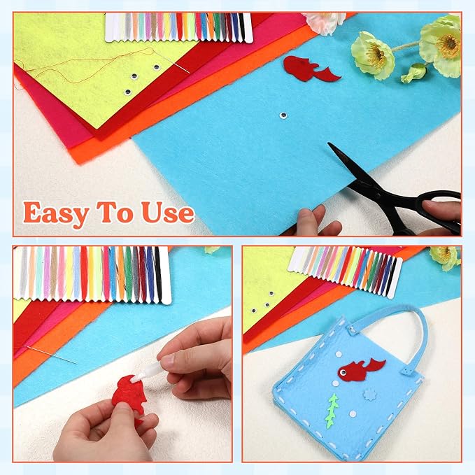 60pcs 15" × 12" 2mm Thick Soft Felt Fabric Sheet 60 Assorted Dark Series Colors