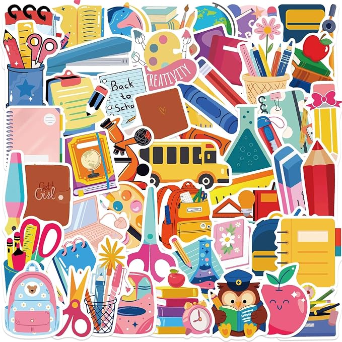 Back to School Stickers 50 pcs School Stickers Students Teacher Science