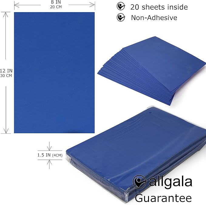Allgala 20-Value-Pack EVA Foam Paper 8x12 Inch Sheets-Royal Blue-CF85304