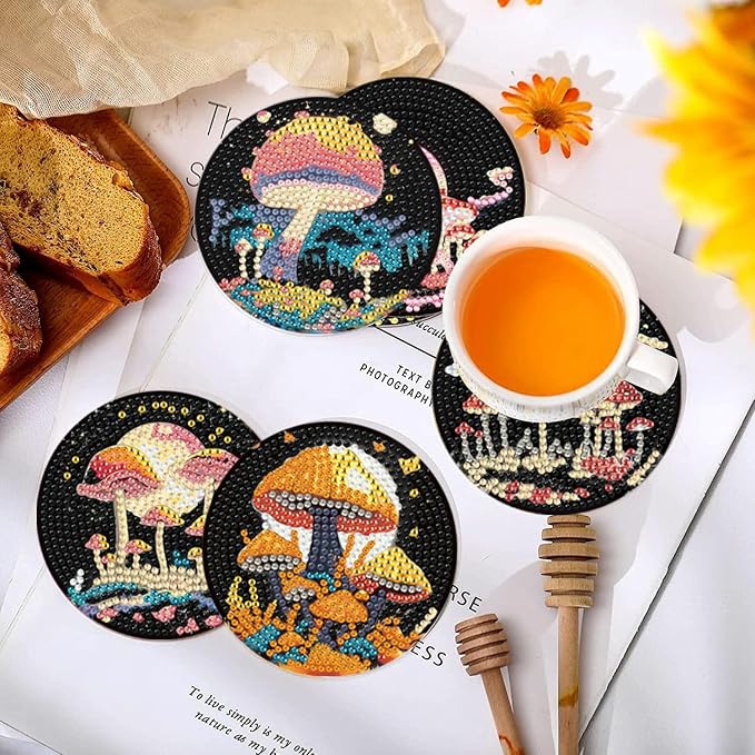 EWJRNSF 10 PCS Diamond Art Coasters Kit, Small Diamond Painting Coasters