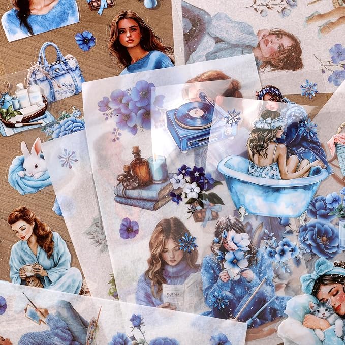 Auguro Winter Home Girls Scrapbooking Stickers 20 Sheets Pre-Cut 120 washi