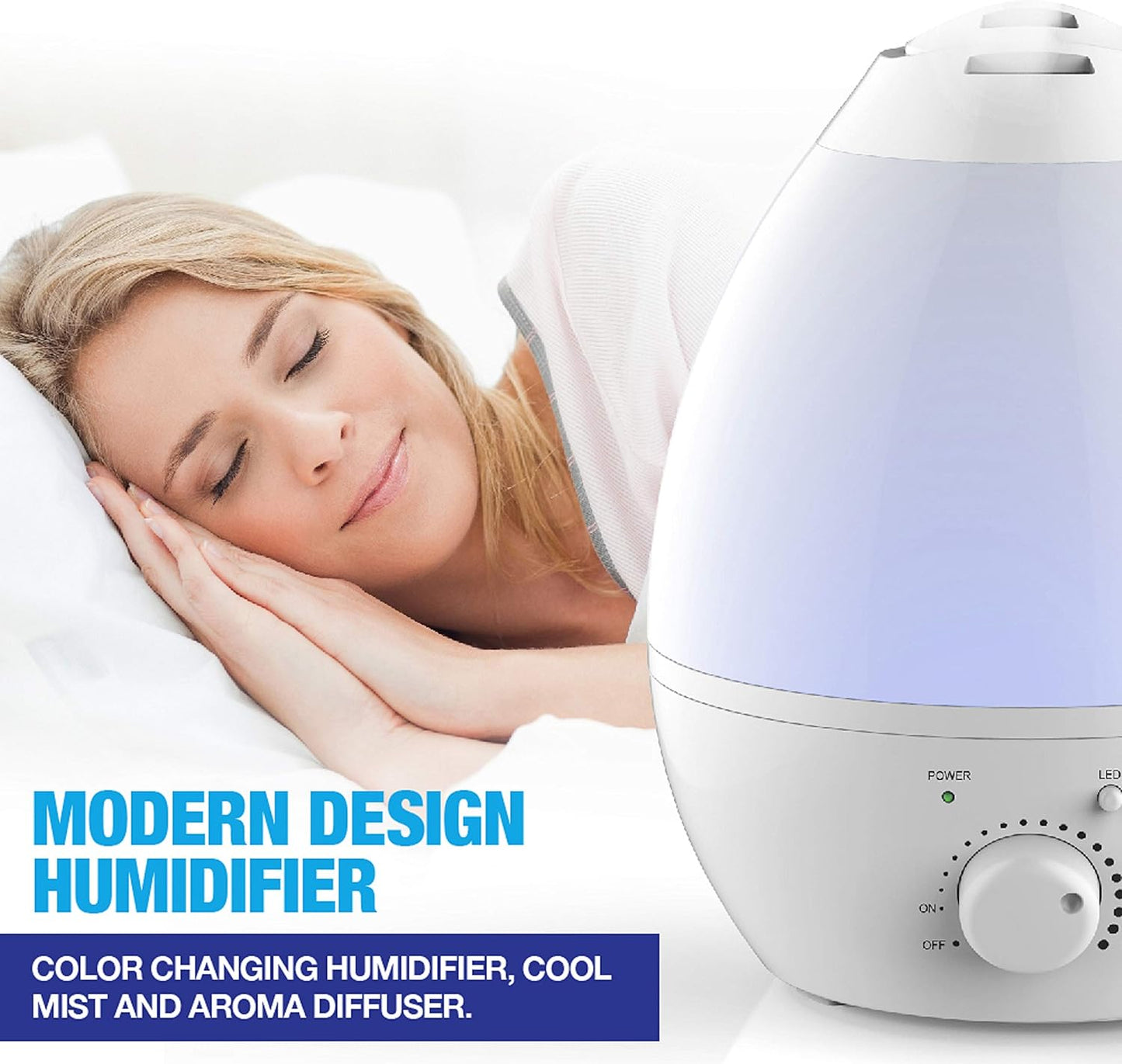 Bell+howell 7 Led Color Changing Humidifer With Aroma Diffuser, 3.8 lb