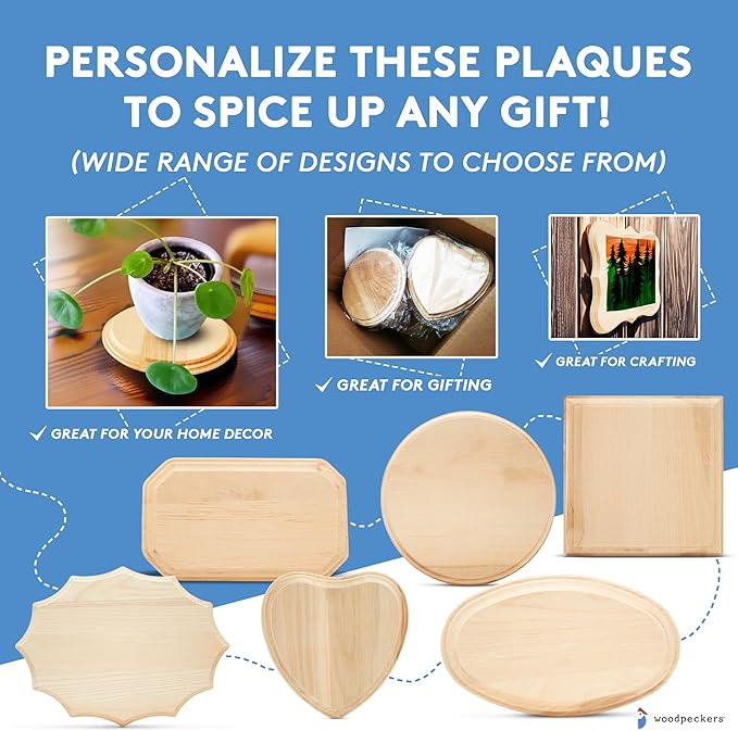 Unfinished Wooden Squares 7 inch Pack of 2 Wood Boards
