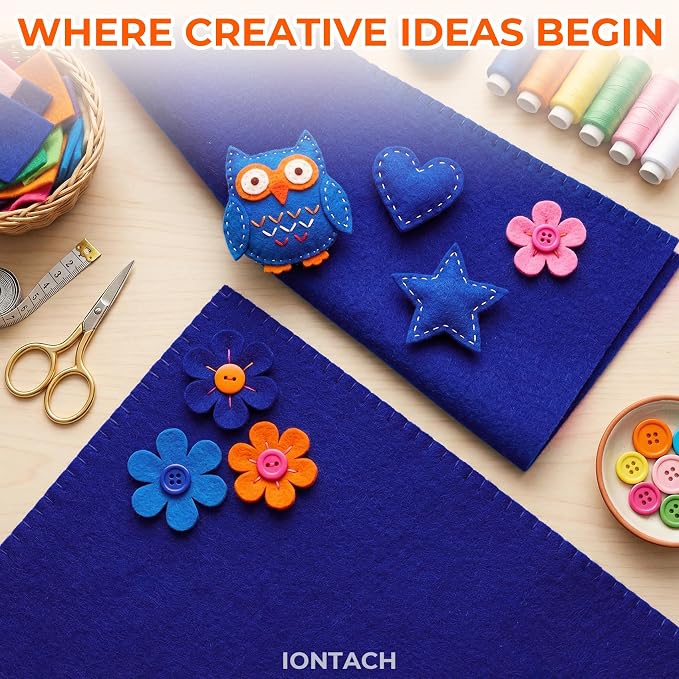 IONTACH 18" X 18" Soft Felt Sheets 1.6mm Thick | Acrylic Felt Fabric Sheets