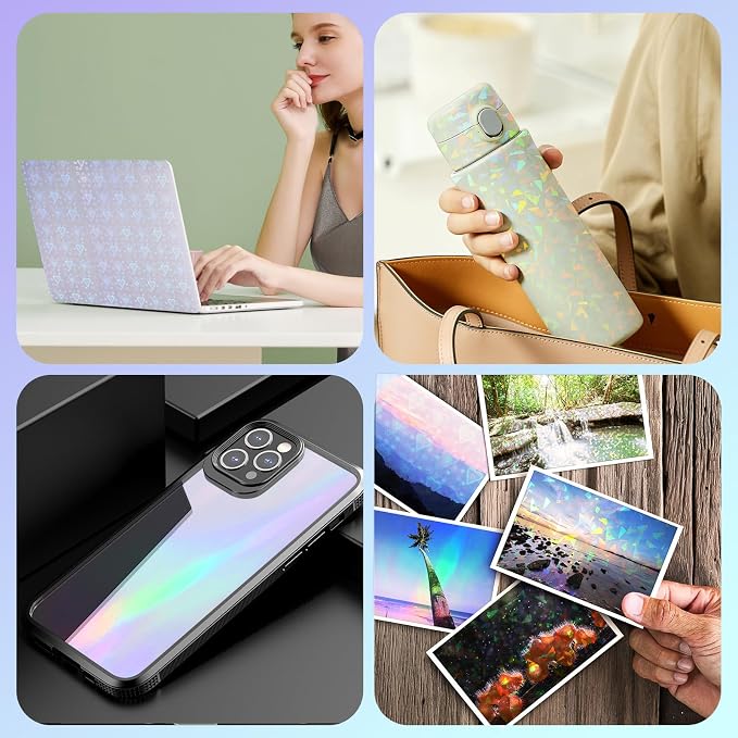 36 Sheets Holographic Sticker Paper Clear Self Adhesive Laminate Sheets |