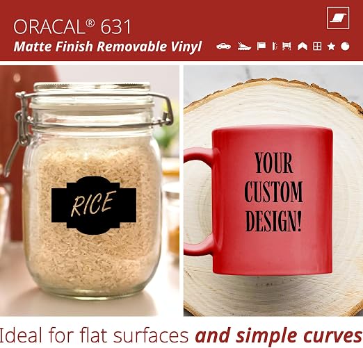 ORACAL 631 Matte Black Vinyl Durable Roll Easy to Weed Permanent Adhesive Craft