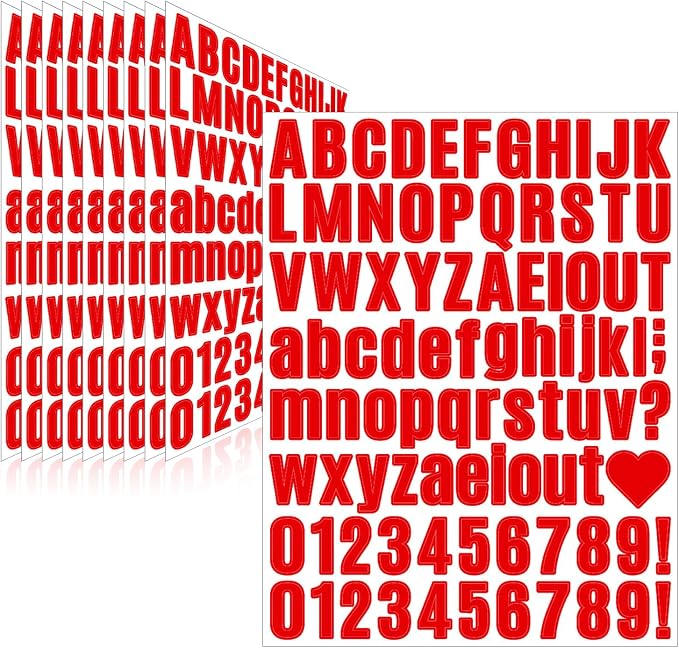 Letter Stickers, Mailbox Numbers, 1 Inch Waterproof Vinyl Alphabet | 1 Inch Red