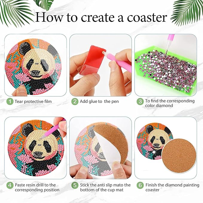 EWJRNSF 8 PCS Diamond Art Coasters Kit, Small Diamond Painting Coasters
