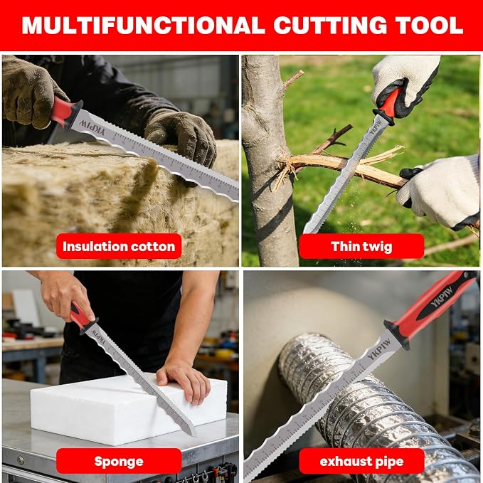 Insulation Knife with Measuring Scale, Stainless Steel Double-Sided Serrated