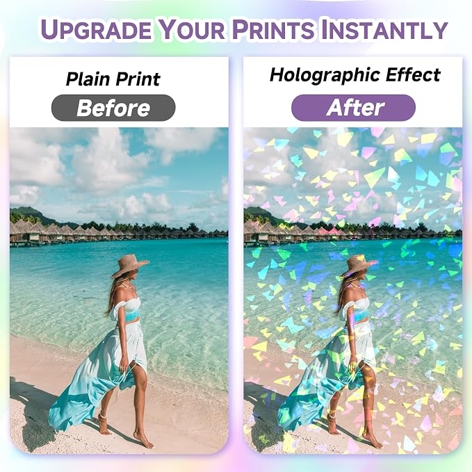 36 Sheets Holographic Laminate Sheets Clear Holographic Sticker Paper | Self