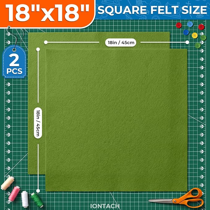 IONTACH 18" X 18" Soft Felt Sheets 1.6mm Thick | Acrylic Felt Fabric Sheets
