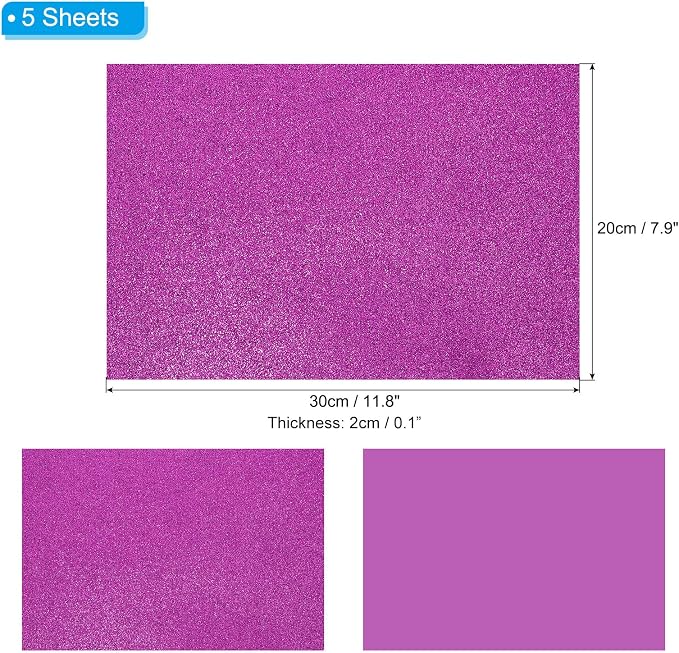 PATIKIL Purple Shiny EVA Glitter Foam Sheet 11.8 x 7.9 Inch 2mm Thick Sparkle