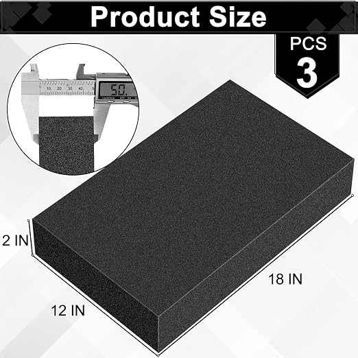 ToLanbbt Polyurethane Foam Sheets, 3P 18 x 12 x 2 Inch Cuttable Tool Box Case