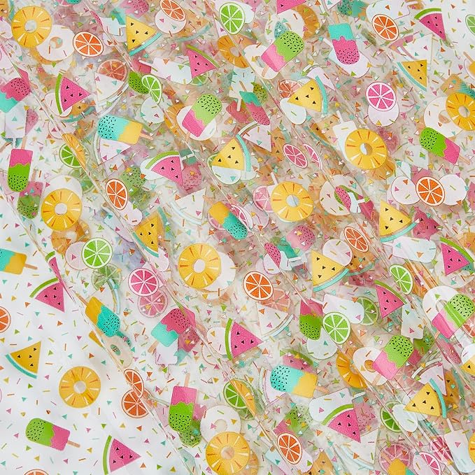 Printed TPU Jelly Faux Leather Fabric, 47.2 x 11.8 Inch Transparent Clear Jelly