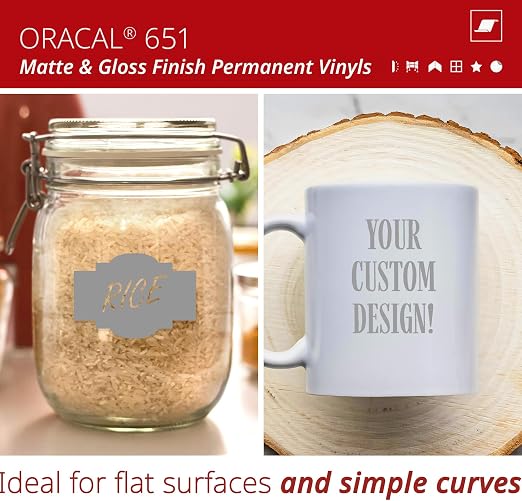 ORACAL 651 Matte Grey Vinyl Durable Roll Easy to Weed Permanent Adhesive Craft