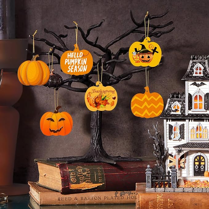 36Pcs Wooden Pumpkins Ornaments to Paint Halloween Thanksgiving Decoration