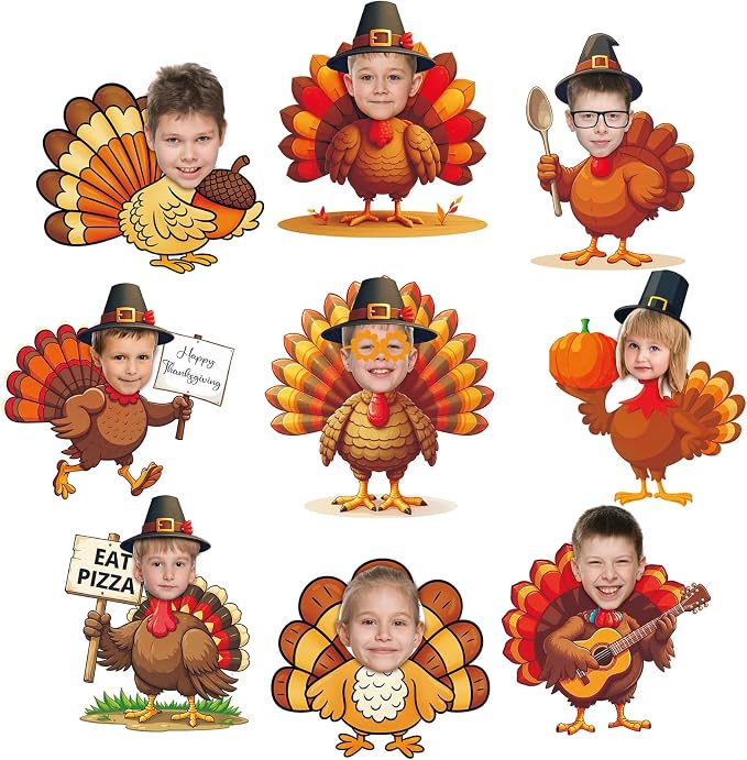 Gersoniel 72 Pcs Kid Fall Turkey Decor Fall Pumpkin Bulletin Board Cutout |