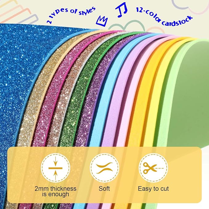 Feifeiya 48 Pack Assorted Colors Foam Sheets 8 x 12 Inch, Office Projects