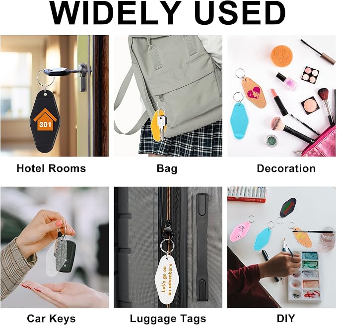 Yoption 50pcs Blank Motel Keychain Bulk