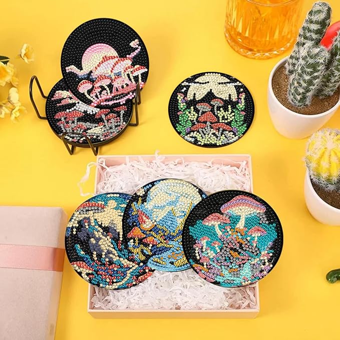 EWJRNSF 10 PCS Diamond Art Coasters Kit, Small Diamond Painting Coasters