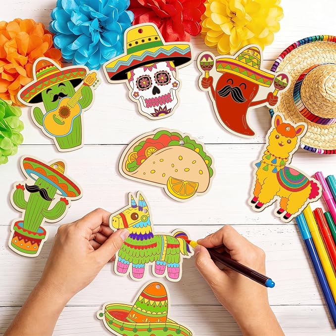 36PCS Wooden Cinco De Mayo Crafts Decorations Mexico Crafts