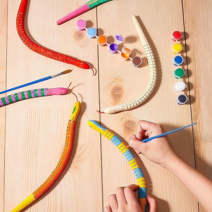 Gejoy 30 Pieces 12 Inch Wooden Snakes Unfinished Wiggly Jointed Flexible Wood