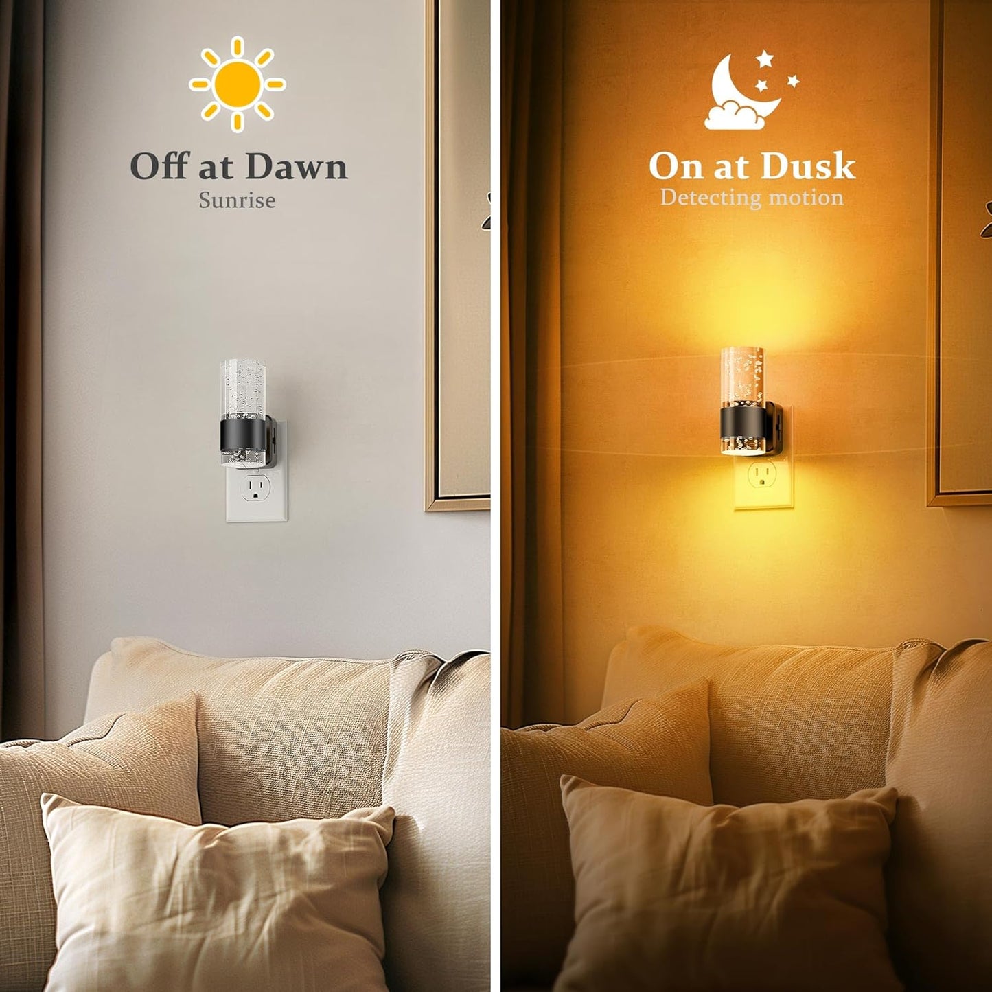 JandCase Night Light, Automatic Night Lights Plug into Wall, Dimmable LED Night Light with Adjustable Brightness, Night Lights Plug in with Auto Light Sensor, Amber for Bathroom Hallway Decor