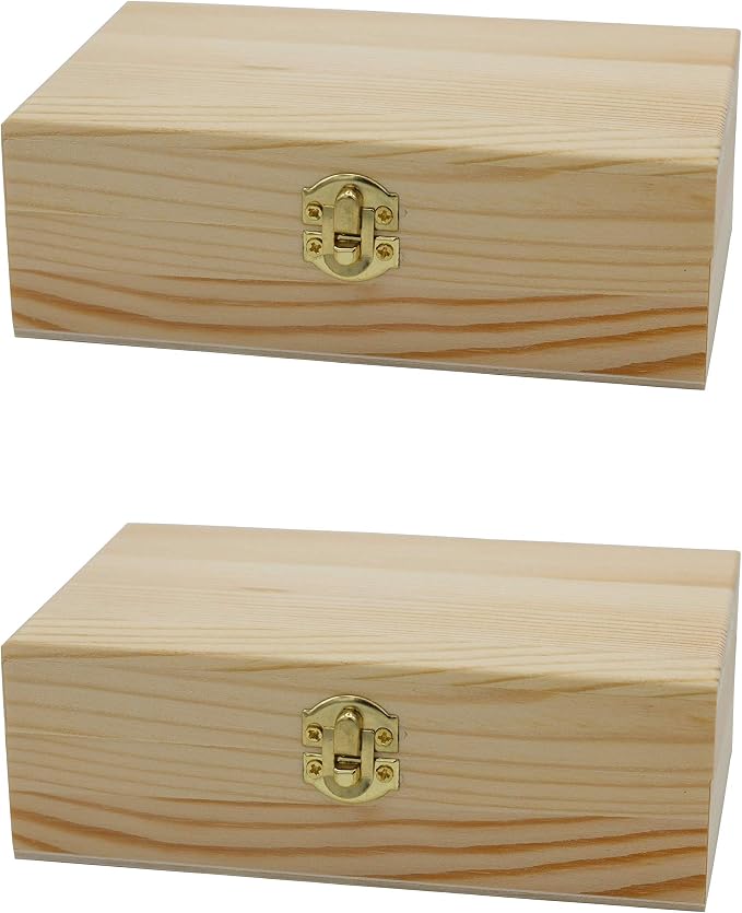 Creative Hobbies Unfinished Wood Craft Box – Light Unfinished Wood