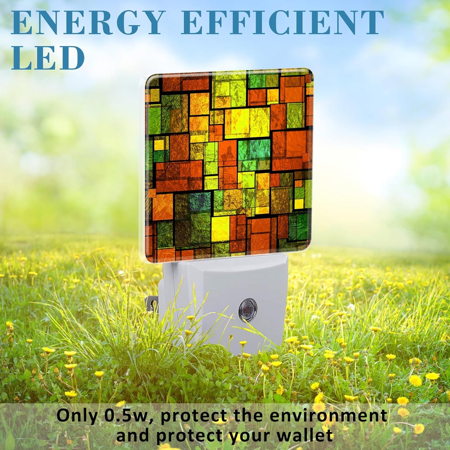 Night Light Plug into Wall Colorful Stained Glass Wall Night Light with Dusk to Dawn Sensor Night Light for Kid Girls Boys Women Men Room Decor, Hallway, Kitchen, Bathroom, Nursery, Stairs