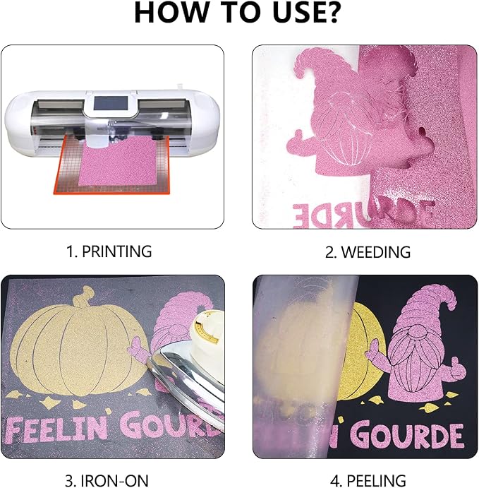 guangyintong Heat Transfer Vinyl Glitter Purple HTV Rolls, Glitter HTV Vinyl
