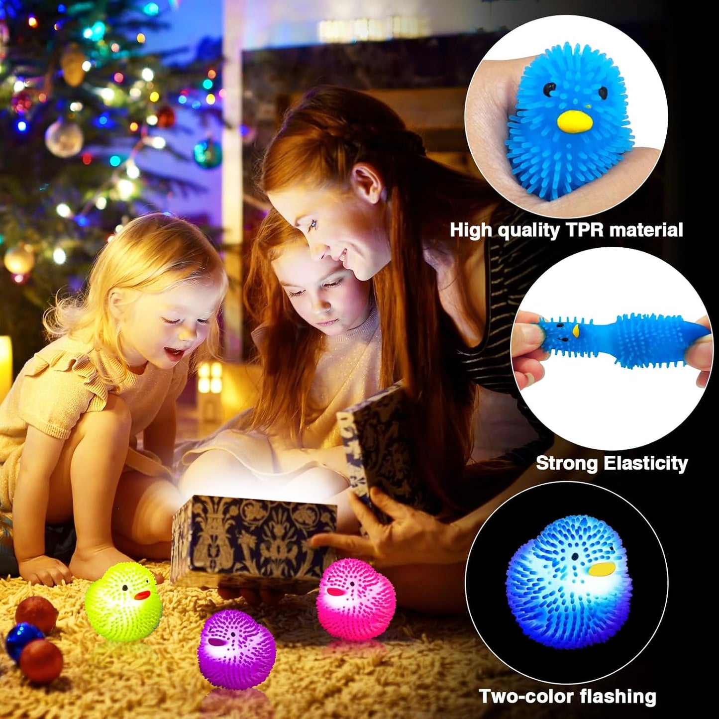 18Pcs LED Light Up Rubber Duck,Puffer Ball Flashing Bath Ducks,Glow Toy Mardi Gras Rubber Ducks Cute Ducklings are Suitable for Birthday Party Gift,Summer Beach Activities,Classroom Prizes,Bath Toy