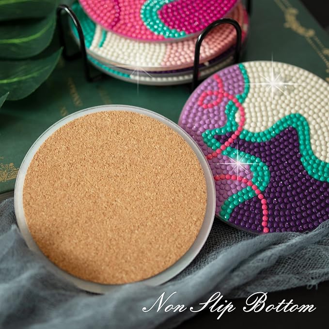 Temlum 6 Pcs Diamond Painting Coasters