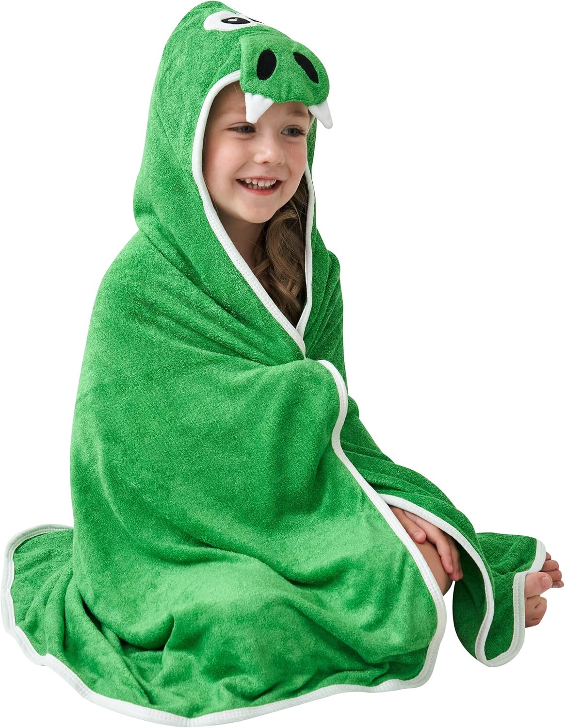 HIPHOP PANDA Hooded Towel - Rayon Made from Bamboo, Bath Towel with Bear Ears for Newborn, Babie, Toddler, Infant - Absorbent Large Baby Towel - Dinosaur, 30 x 40 Inch