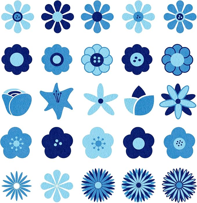 Whaline 18 Pcs Felt Fabric Sheets Assorted Blue Craft Felt Pack