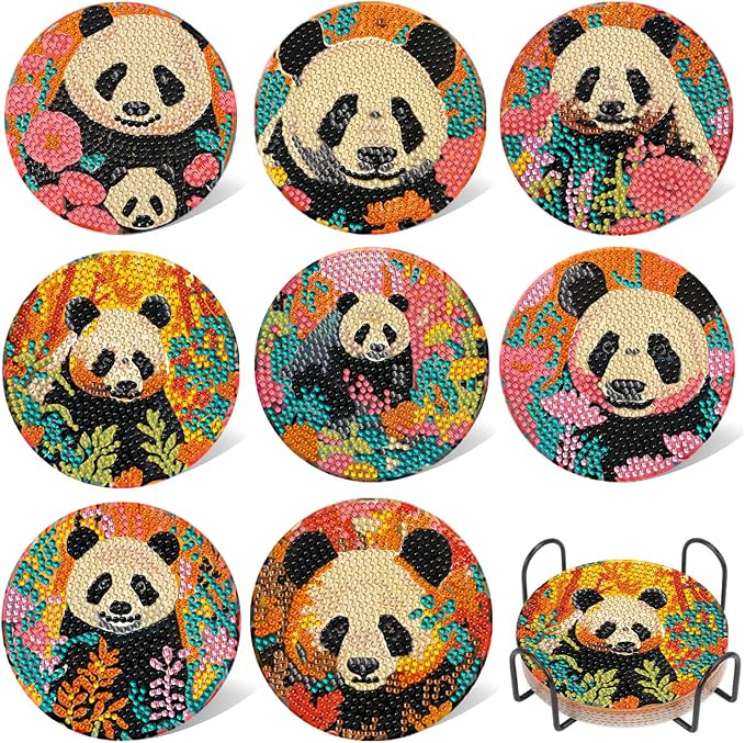 EWJRNSF 8 PCS Diamond Art Coasters Kit, Small Diamond Painting Coasters