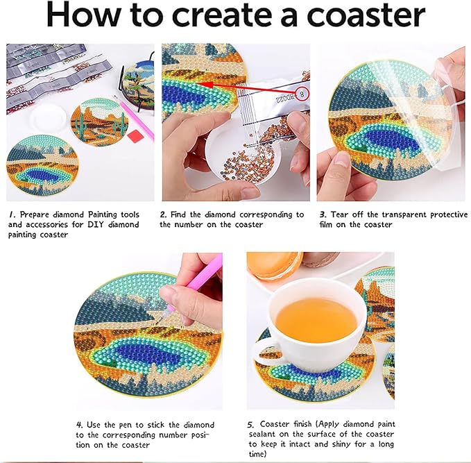 Clendo 8 Pcs National Park Diamond Art Coasters Kit