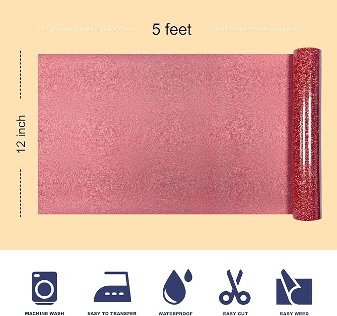 Glitter Puff Heat Transfer Vinyl, 12in X 5ft Iron on Vinyl | 3D Puff, Wash No
