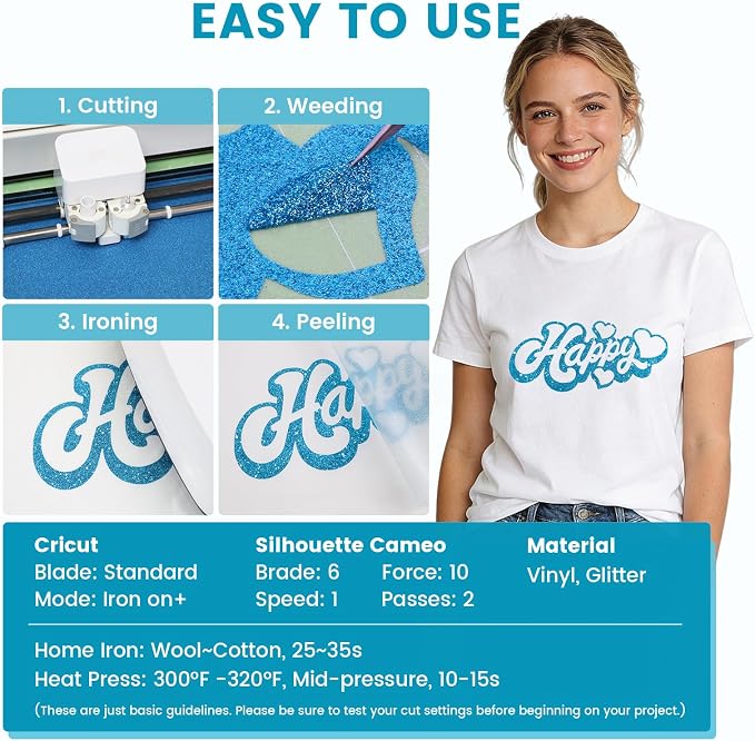 Sky Blue Glitter Heat Transfer Vinyl