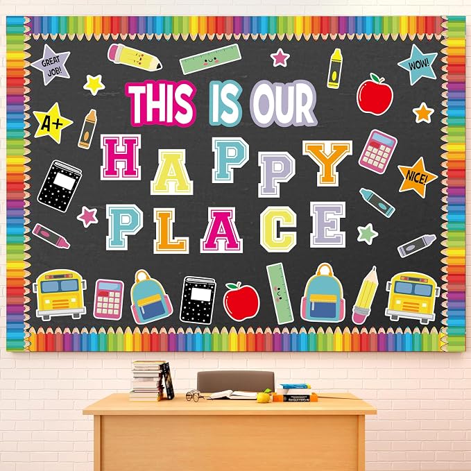 Mooliwe This is Our Happy Place Classroom Decor Welcome Back to School Bulletin