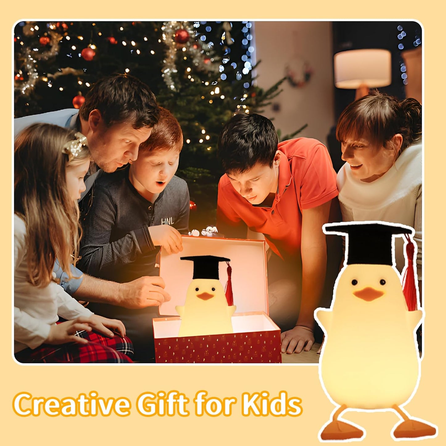Attivolife Preschool Graduation Gift - Duck Night Light with Dimmable, LED Silicone Lamp, 2024 Cute Kindergarten Pre-K Graduation Gift for Kid Boy Girl