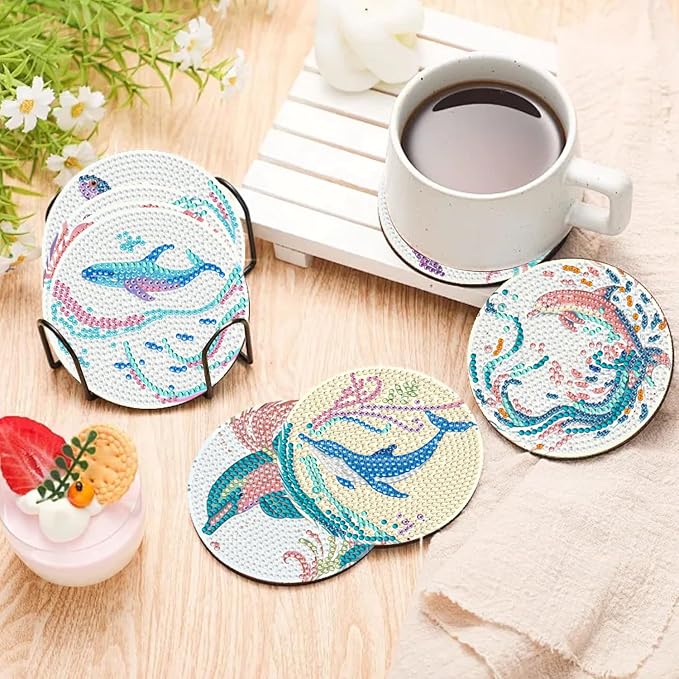 EWJRNSF 10 PCS Diamond Art Coasters Kit, Small Diamond Painting Coasters
